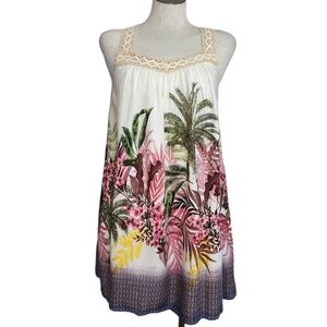 Umgee  Lace Neckline / Bodice Shoulder Lace Mini Shift Esley  Dress Size S   NWT